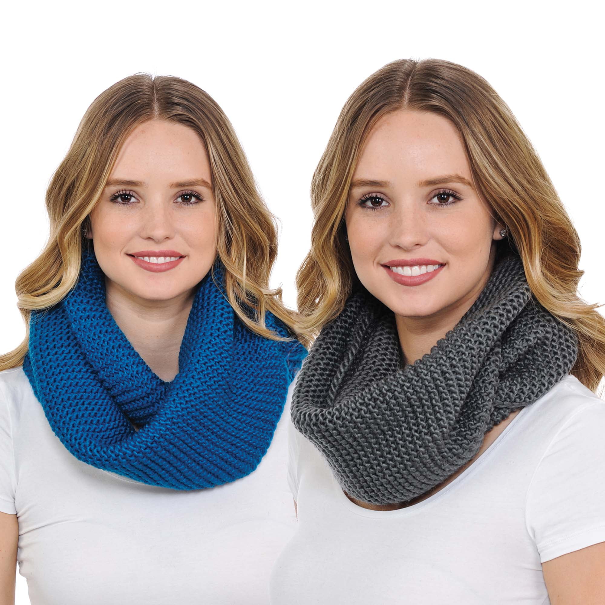 BASICO 2PK Women Infinity Scarf Chunky Knitted Neck Warmer | Winter ...