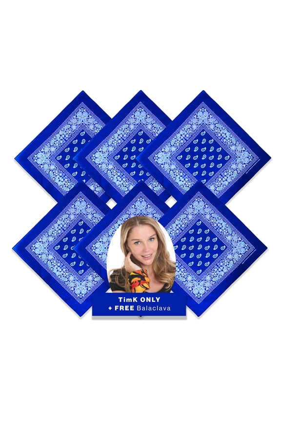 6pk Blue Paisley Bandana Face Covering | 100% Cotton Bandana for Men Women | Face Bandana Headband