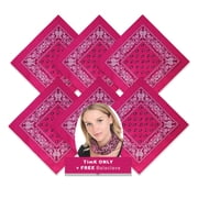 BASICO 6pk Hot Pink Paisley Bandana Face Covering | 100% Cotton Bandana for Men Women | Face Bandana Headband