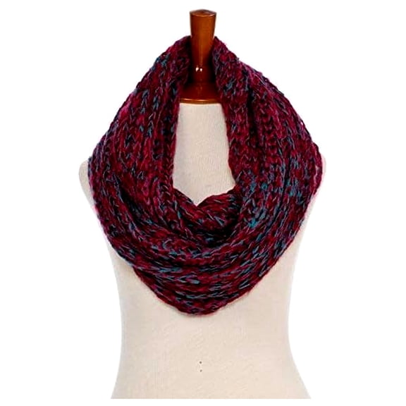 BASICO Adult Chunky Burgundy Infinity Scarf for Women Circle Loop Knitted Warm Scarf