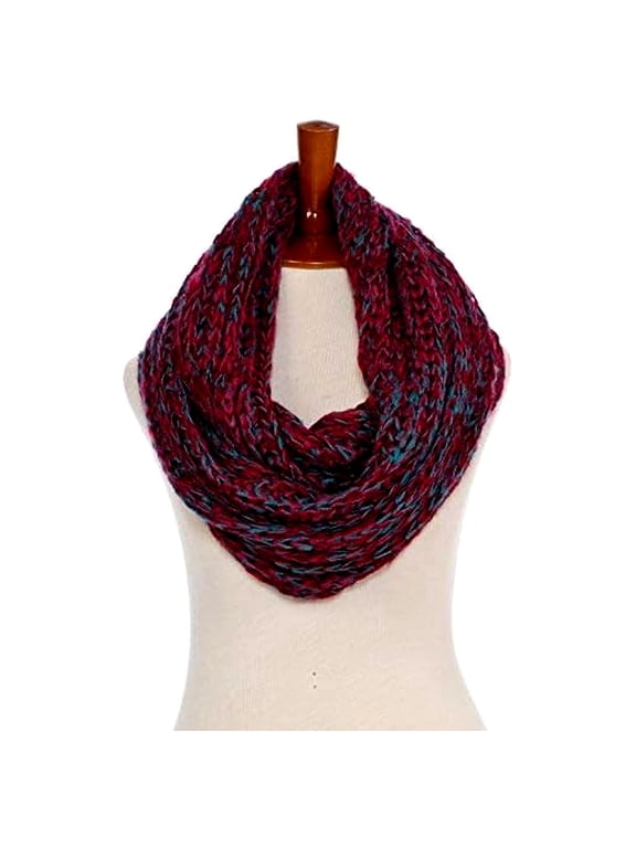 Adult Chunky Burgundy Infinity Scarf for Women Circle Loop Knitted Warm Scarf