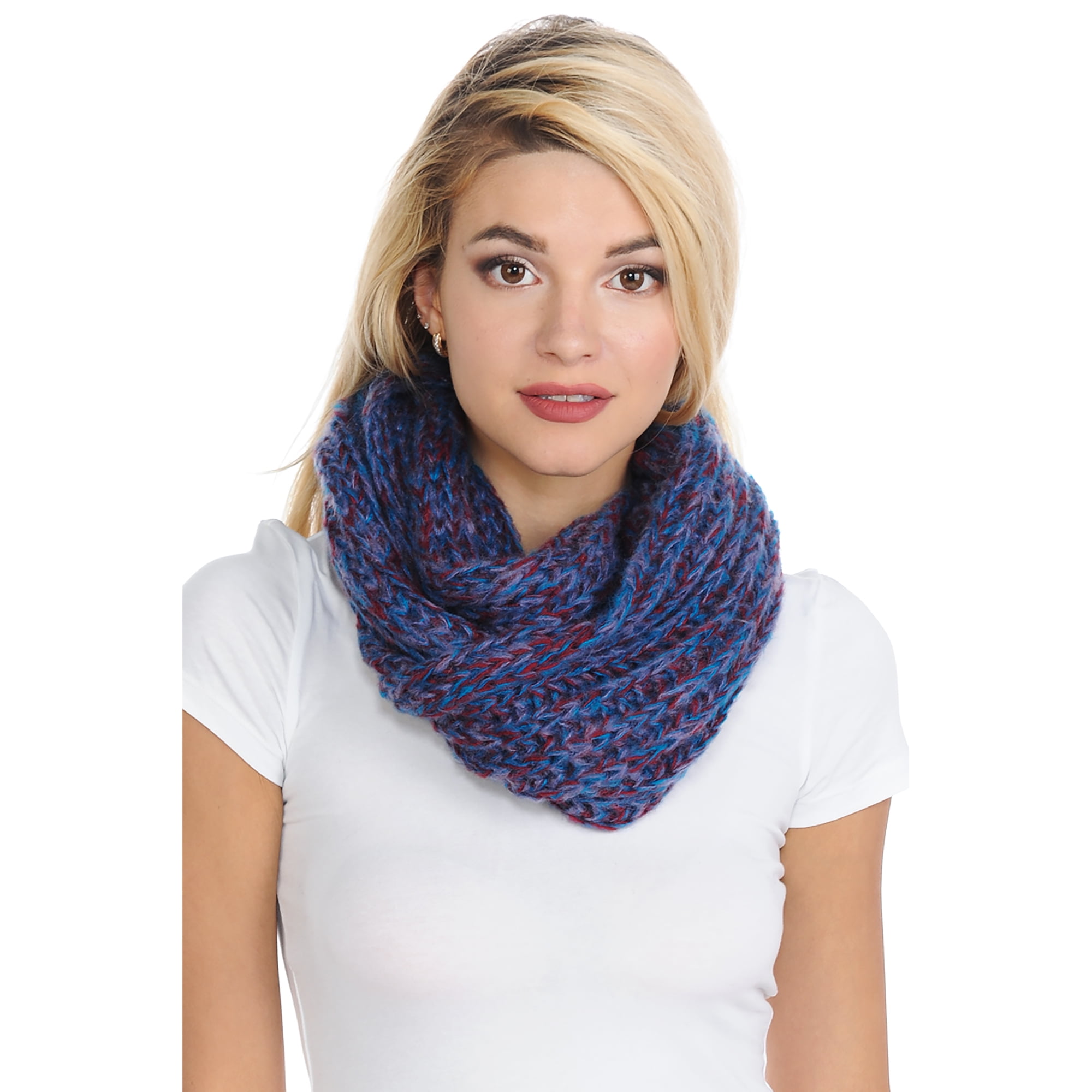 BASICO Adult Chunky Purple Infinity Scarf for Women Circle Loop Knitted ...