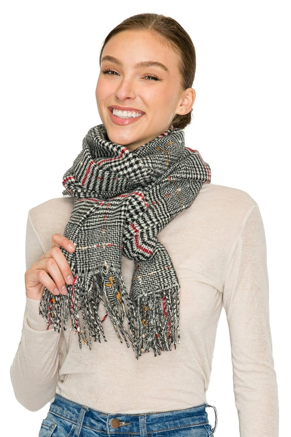 Fall Scarf for Women, Winter Scarf, Women's Scarves & Wraps, Blanket Scarf, Fall Accessories (17 Colors) (Glen Check - Gray)