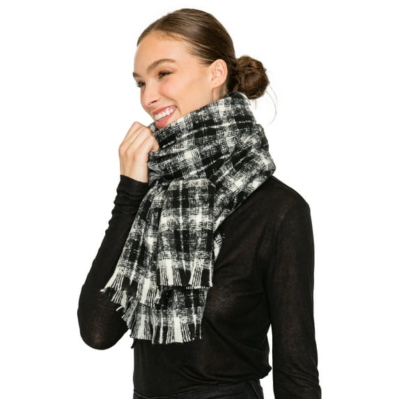 BASICO Fall Scarf for Women, Winter Scarf, Women's Scarves & Wraps, Blanket Scarf, Fall Accessories (17 Colors) (Ombre Check - Black)