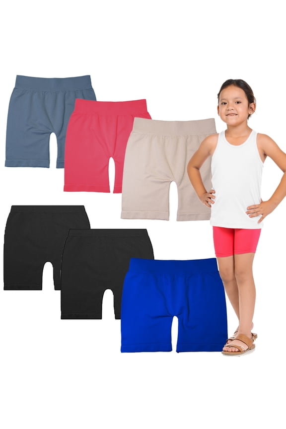 Girls Dance, Bike Shorts 6, 12 Value Packs - for Sports, Play or Under Skirts (Little Small (2-4), 6 Assorts