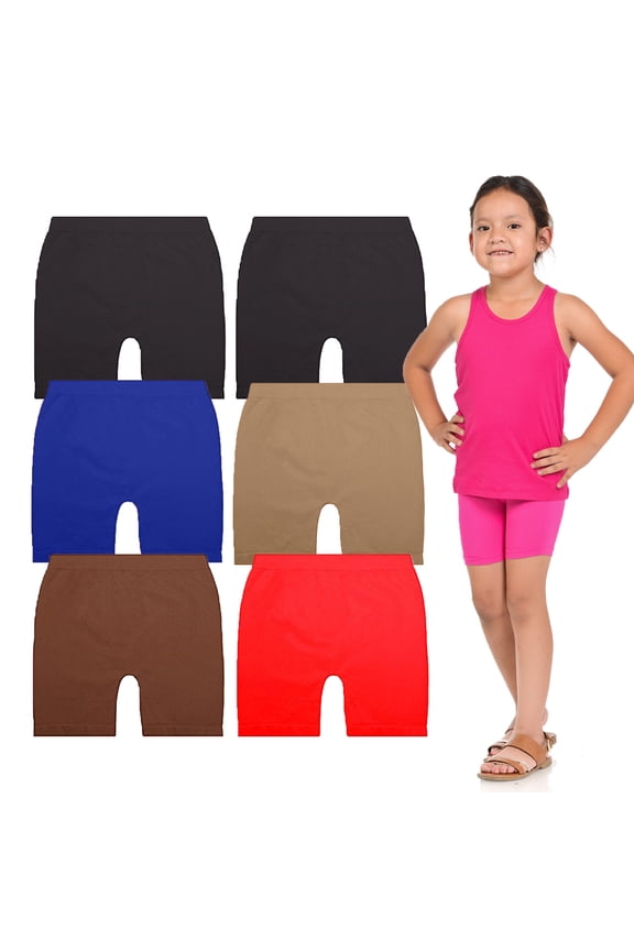 Girls Dance, Bike Shorts 6 Value Packs - for Sports, Play or Under Skirts Dress (Small Size 2-4)
