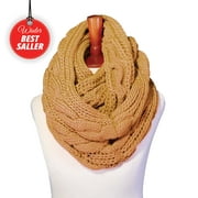 BASICO M.Yellow Infinity Scarf for Women Winter Chunky Knitted Scarves Warm Circle Cable Loop