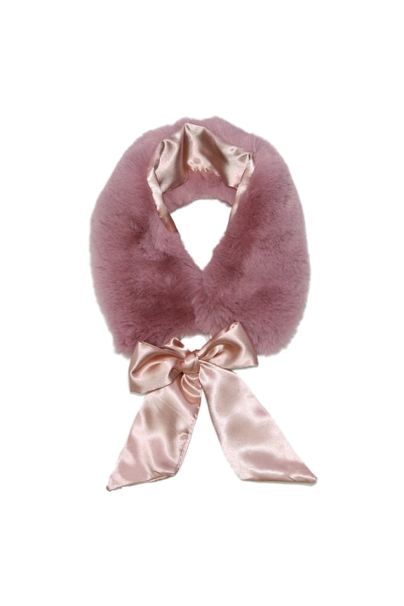WOMEN NECKERCHIEF WITH RIBBON AND FAUX FUR COLLAR SCARF