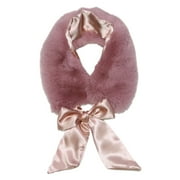 BASICO WOMEN NECKERCHIEF WITH RIBBON AND FAUX FUR COLLAR SCARF