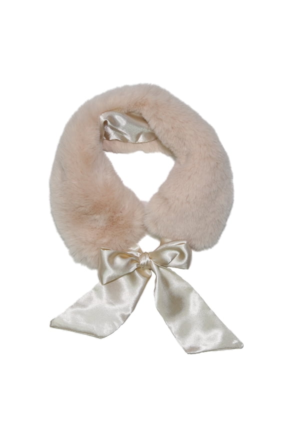 WOMEN NECKERCHIEF WITH RIBBON AND FAUX FUR COLLAR SCARF