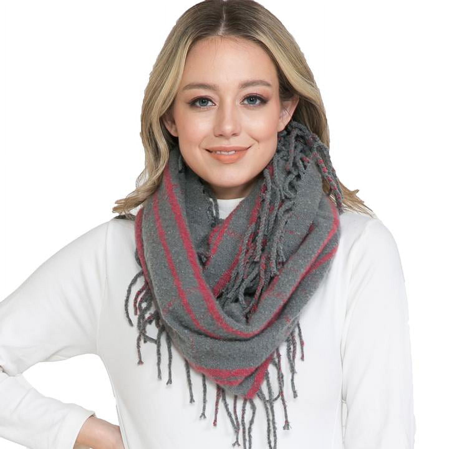 BASICO Warm Knit Winter Scarfs for Women Grey Plain Infinity Scarf