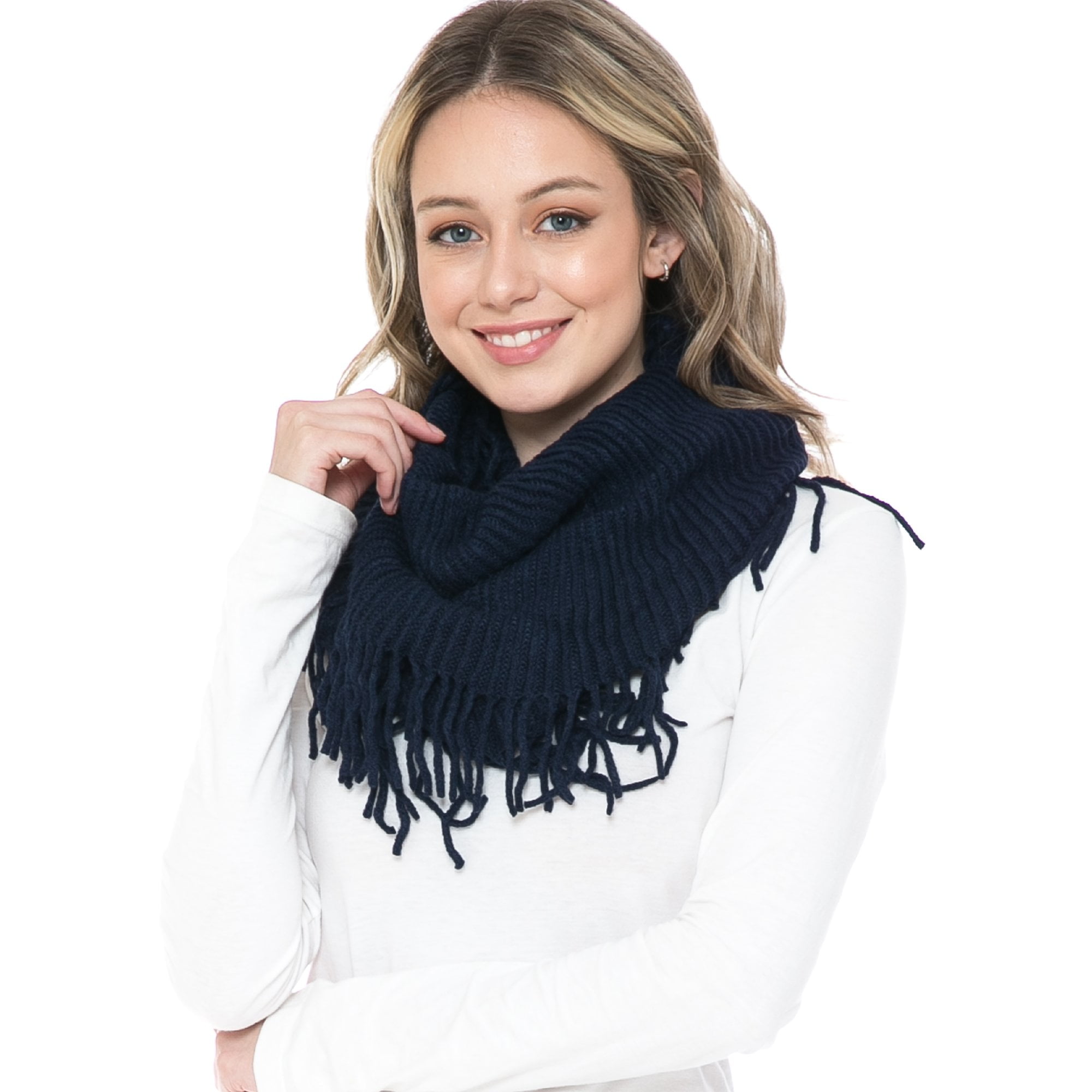 BASICO Warm Knit Winter Scarfs for Women Navy Infinity Scarf Circle Loop  Scarves