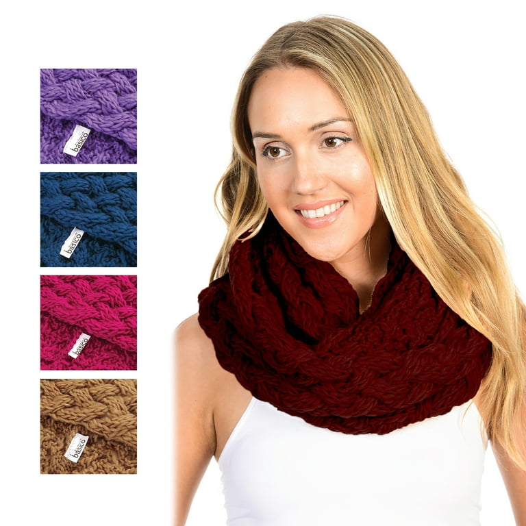 BASICO Winter Chunky Knitted Infinity Scarf for Women Warm Circle