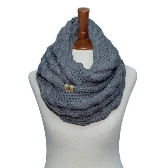 BASICO Women Charcoal Grey Infinity Scarf Chunky Knitted Neck Warmer | Winter Crocket Knit Scarf for Women