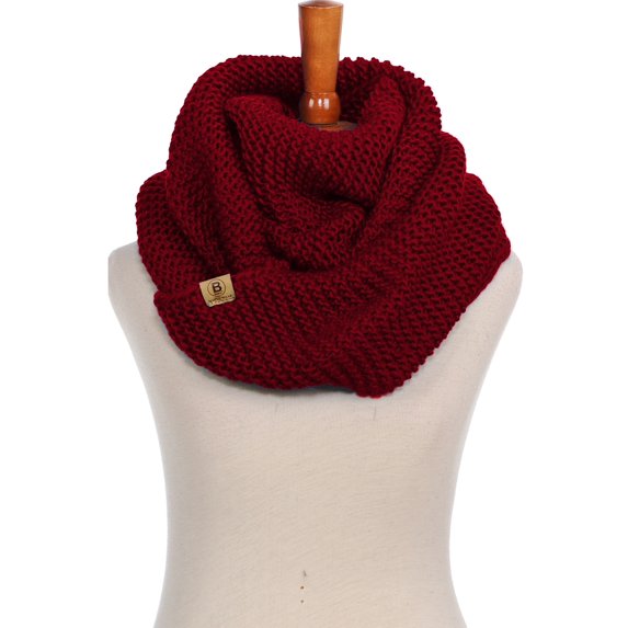 BASICO Women Infinity Scarf Chunky Knitted Neck Warmer | Winter Crocket Knit Burgundy Scarf for Women
