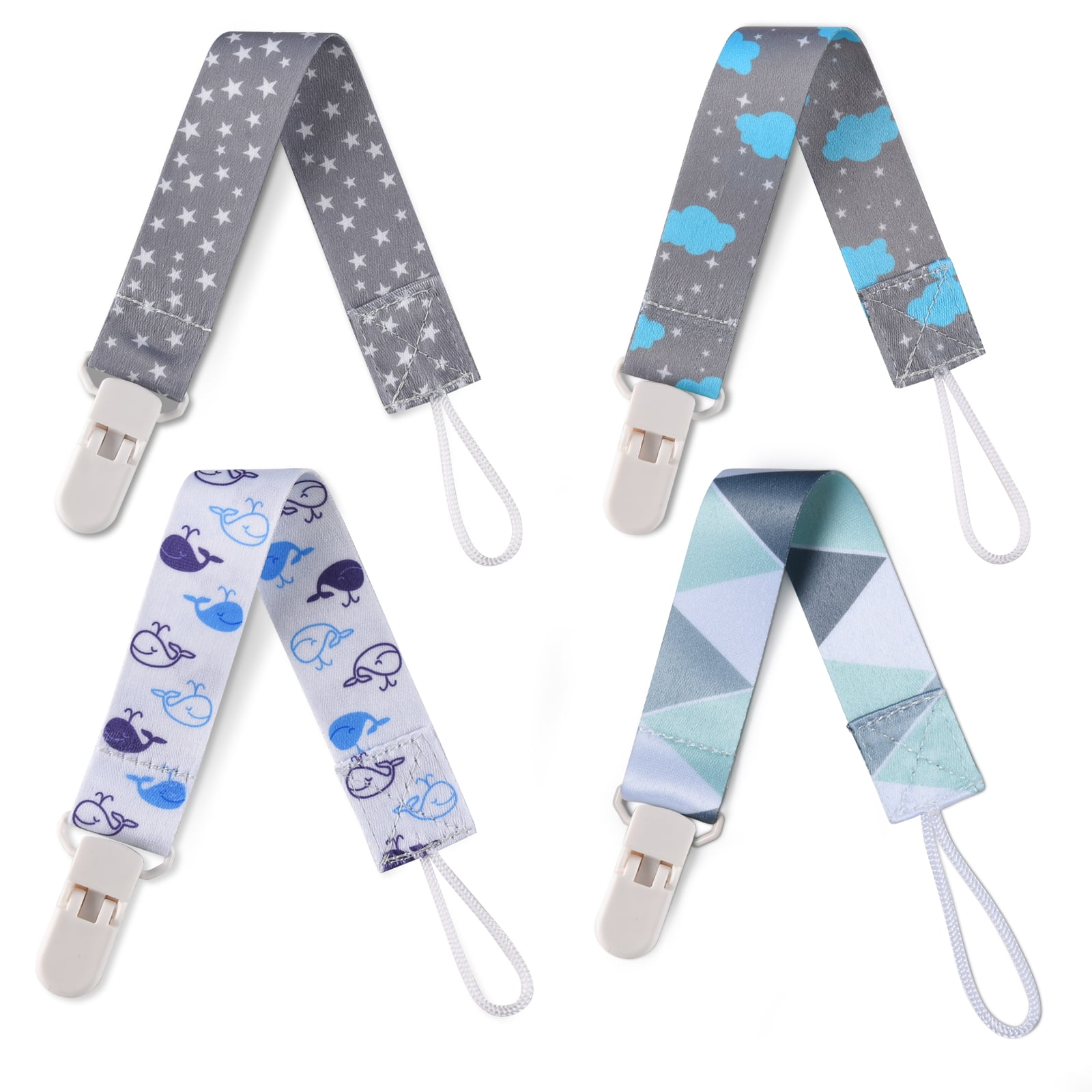 BASICSLIFE Dummy Clips for Baby, 4 Pack BPA Free Pacifiers Holders ...