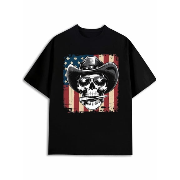 BASICTOGO American Rebel Skull Tee Men funny t shirts black gifts elegant spring and summer clothing Casual sportswear Fashion Unisex Shirt Short Sleeve tshirts