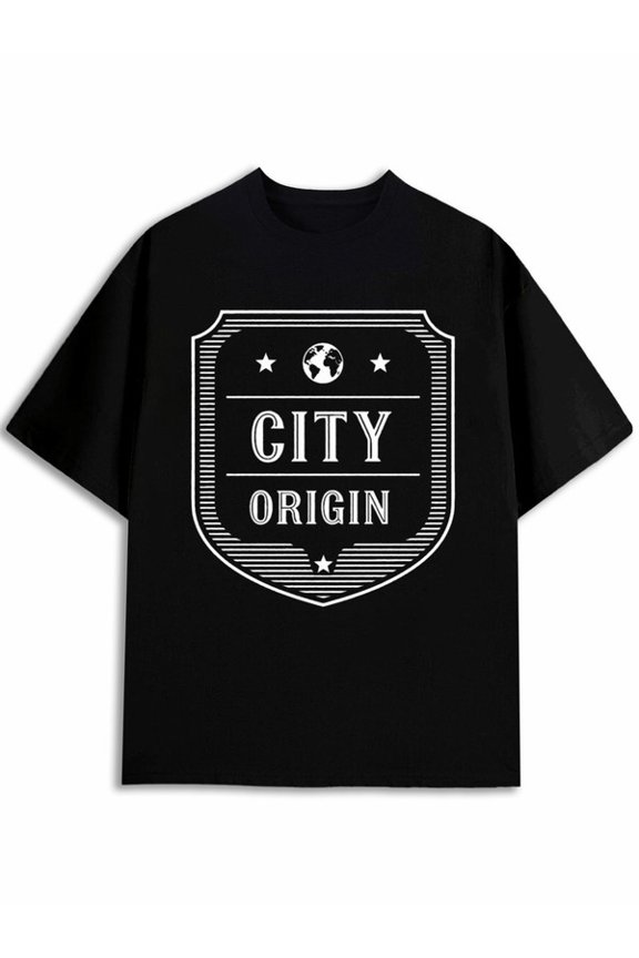City Origin Shield Tee mens round neck T-shirt black gifts graphic tees Spring and summer clothing Classic Unisex Shirt Printed tshirts