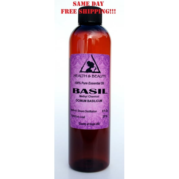 BASIL ESSENTIAL OIL METHYL CHAVICOL AROMATHERAPY NATURAL 100% PURE 8 OZ