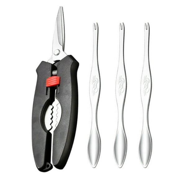 HONMEET Stainless Steel Crab Crackers and Seafood Picks Set, Black Shellfish Eating Tools for Home Use, and Easy to Handle