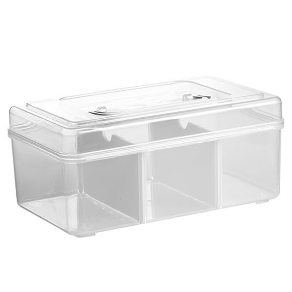 BASIOUS 1pc Transparent Medicine Storage Box Plastic Storage Handle Medicine Container