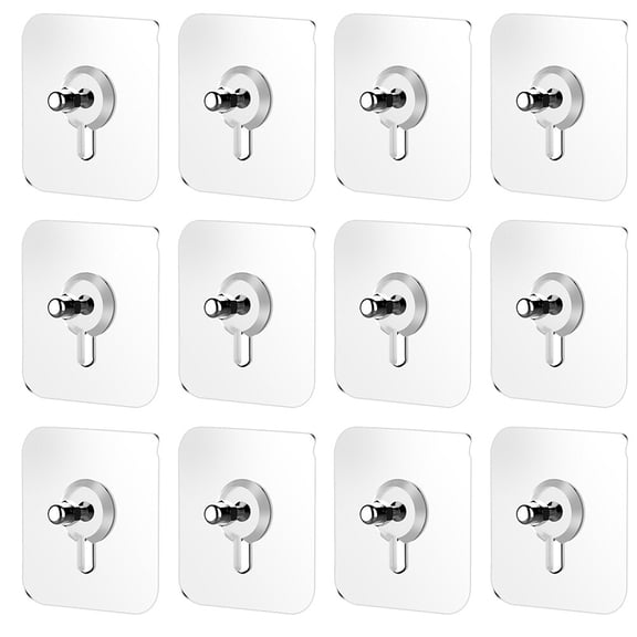 HONMEET 20Pcs Transparent Self Adhesive Hanging Nails Acrylic Hooks Stainless Steel Decorative Wall Hangers for Home