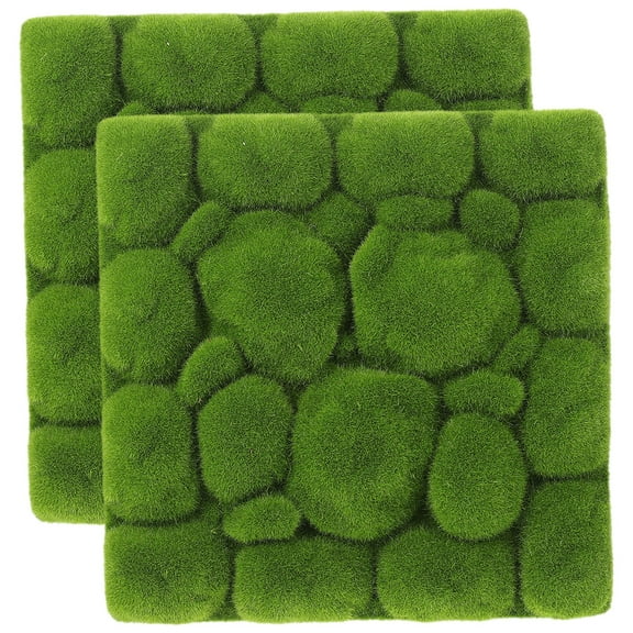 HONMEET Basious 2Pcs Green Foam Artificial Grass Wall Panel Moss Micro Landscape Decor Home Office 11.8×11.8×1.4in