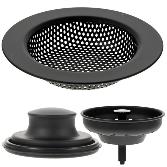 HONMEET Kitchen Sink Strainer 3-Pack Stainless Steel Black Drain Covers for Clog Prevention and Drain