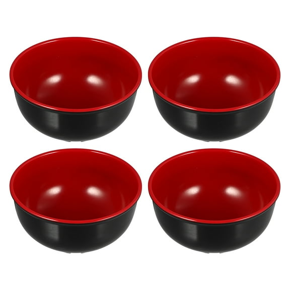 HONMEET 4-Piece Red Ramen Bowl Set, Round Kitchen Bowls for Soup, Noodles, and Daily Use, Easy to Clean