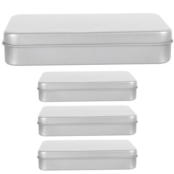HONMEET Rectangular Tin Storage Boxes 4-Pack Portable Metal Containers for Organizing and Packaging