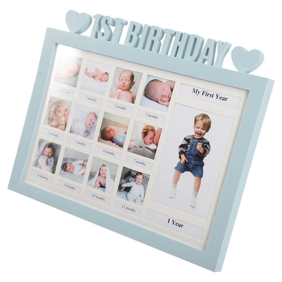 HONMEET BASIOUS Baby Boy First Year Commemorative Photo Frame for Nursery and Living Room Decoration
