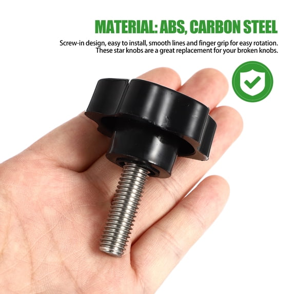 HONMEET Hexagonal Bolt Knob for Furniture Assembly and Maintenance Black ABS Carbon Steel 2 Bolts 2.3×1.8×1.8in