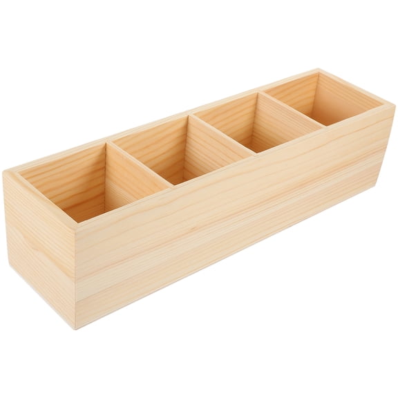 HONMEET Pine Wood Pen Holder Desk Organizer in Khaki, 1 Piece Stationery and Pen Storage for Office Use