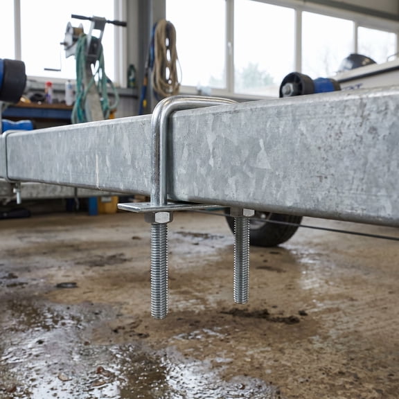 Galvanized Square U Bolt 5.90 Inch Heavy Duty Fastener for Boat Trailers, Pipes - Versatile U-Bolts for Secure Mounting and Stability