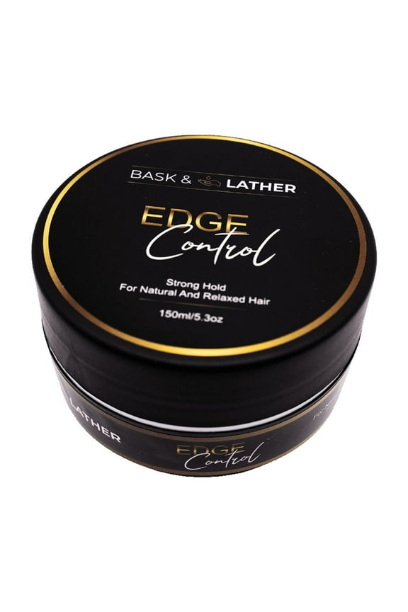 BASK & LATHER Edge Control Hair Gel, Strong Hold, Thick Edges, Styling Gel, Non-Greasy, Non-Flaking, No White Cast, Long Lasting, Supports Hair Growth, Natural Formula, For All Hair Types, 5.3 Fl Oz