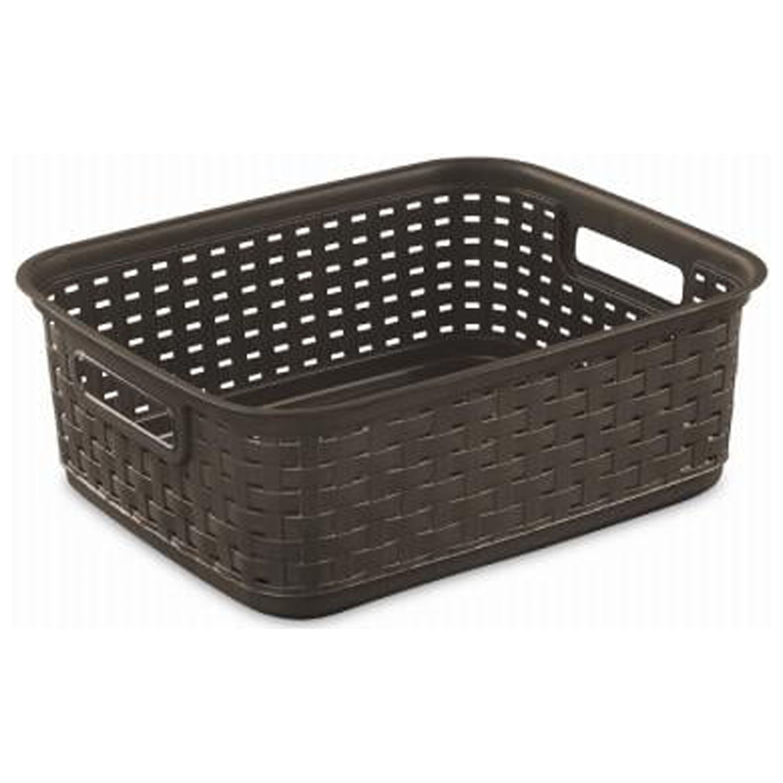 Multiuse Hand Woven Plastic Wicker Basket with Divider for Organizing,Rustic Farmhouse Bathroom Decor,Countertop Organizer Storage,14.4x6.1x4.3inches