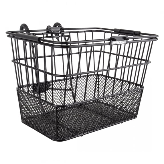 Sunlite Black Steel Mesh Bottom Handlebar Basket 13.5x9.87x9.5 with Bracket