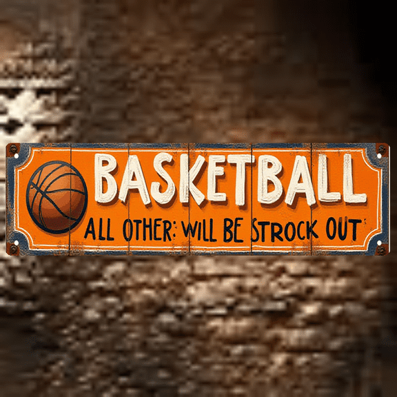 BASKETBALL Themed Tin Signs - 16x4 Inches - Great for Game Room, Bedroom, Sports Fan Decor - Vintage Metal Wall Art, Retro Hoops Vibe, Durable Indoor Use