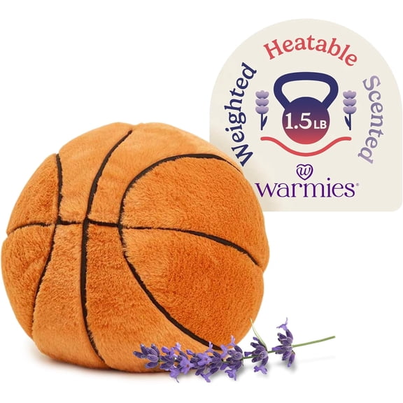 Warmies 13" Microwavable Weighted Stuffed Toy, Lavender-Scented Basketball Plushie, 1.5 lbs