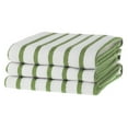 thumbnail image 1 of KAF Home Basket Weave Kitchen Towels, White with Green Stripes, Set of 3, 100%, 1 of 9