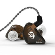 BASN Bsinger PRO In-Ear Monitors Headphones with Hybrid Dynamic Dual Drivers Two Detachable MMCX Cables Musicians IEM Earbuds Earphones(Brown)