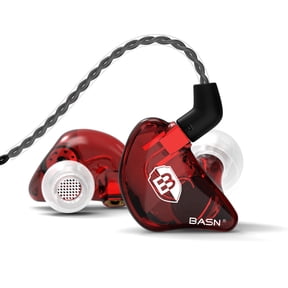 BASN Bsinger PRO Professional In-Ear Monitor Headphones for Singers Drummers Musicians with MMCX Connector IEM Earphones (Red)