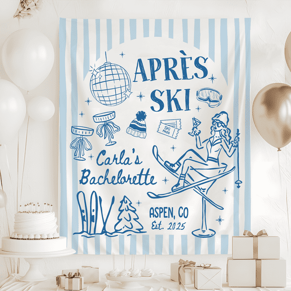BASNITU Après Ski Bachelorette Tapestry, Custom Bachelorette Party Banner