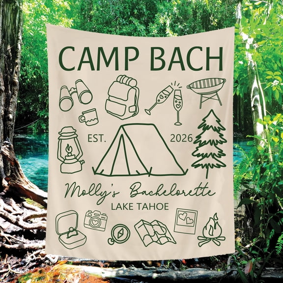 BASNITU Bachelorette Tapestry, Custom Camping Lake Bach Party Theme, Backdrop Decor