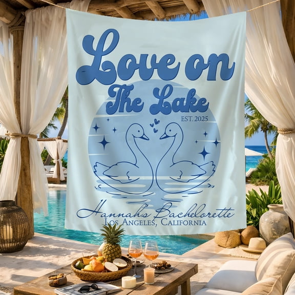 BASNITU Bachelorette Tapestry, Custom Love On The Lake Beach Theme, Backdrop Decor