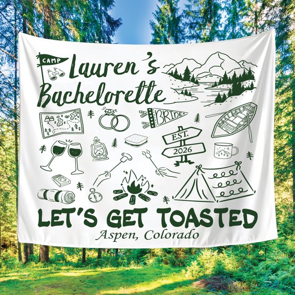 BASNITU Bachelorette Tapestry, Let’s Get Toasted Camp Lake Theme, Backdrop Decor