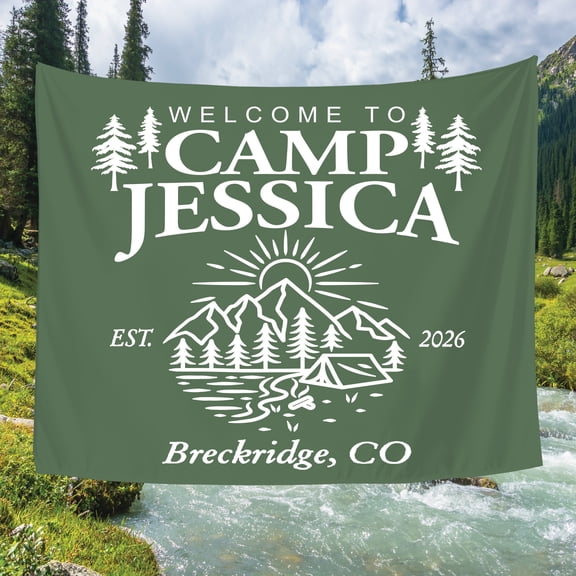 BASNITU Bachelorette Tapestry, Personalized Camping Birthday Theme, Party Backdrop Decor