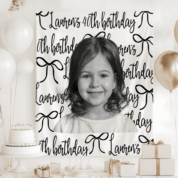 BASNITU Birthday Tapestry, Personalized Face Photo, Custom Banner
