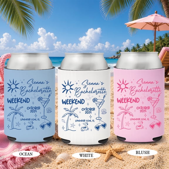 BASNITU Custom Bachelorette Weekend Can Cooler, 5 Pack Drink Sleeve
