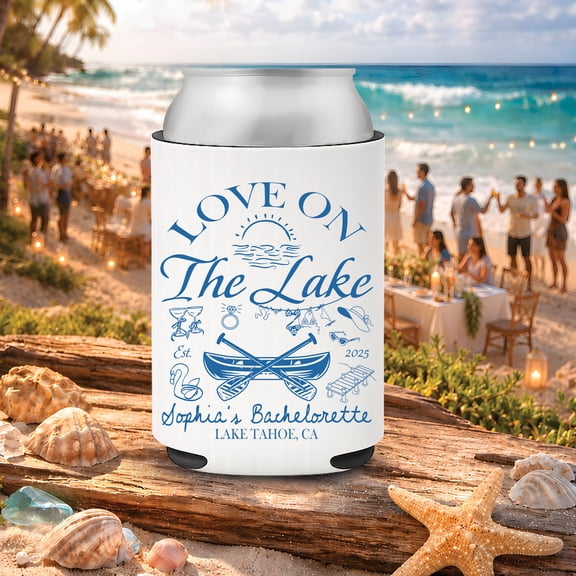 BASNITU Custom Love On The Lake Bachelorette Can Cooler, 5 Pack Drink Sleeves